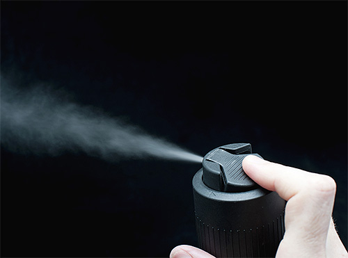 Sprühen Sie das Kombat-Aerosol aus einer Entfernung von 20-30 cm von sich selbst. Sprühen Sie das Kombat-Aerosol aus einer Entfernung von 20-30 cm von sich selbst.