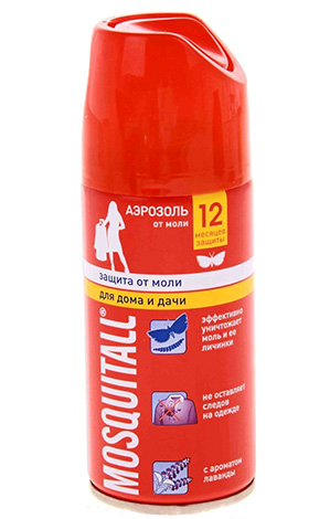 Das Spray Mosquitall ist eines der besten gegen Kleider- (Pelz-) Motten.