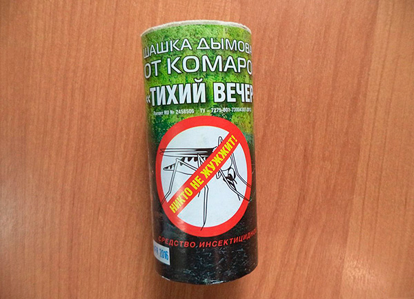 Insektizide Rauchkerze gegen Mücken Tichij Wetscher (auf Basis von Permethrin). Insektizide Rauchkerze gegen Mücken Tichij Wetscher (auf Basis von Permethrin).