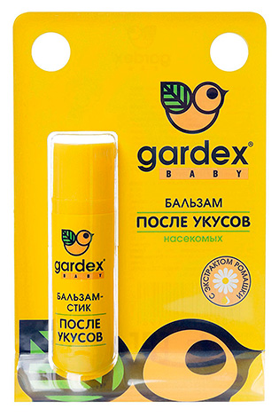 La photo montre un exemple de baume utilisé après les piqûres d'insectes - Gardex Baby La photo montre un exemple de baume utilisé après les piqûres d'insectes - Gardex Baby