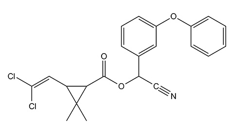 Formule chimique structurelle de la cyperméthrine Formule chimique structurelle de la cyperméthrine