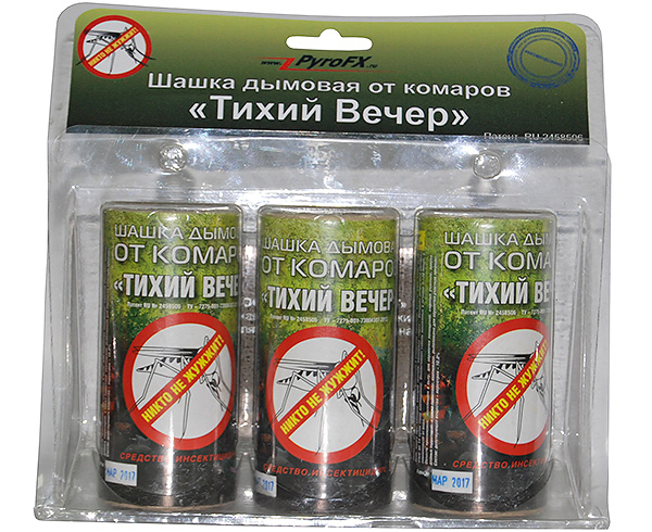 Le fumigène insecticide Tikhii Vetcher est efficace non seulement contre les moustiques, mais aussi contre les punaises de lit et autres insectes domestiques. Le fumigène insecticide Tikhii Vetcher est efficace non seulement contre les moustiques, mais aussi contre les punaises de lit et autres insectes domestiques.