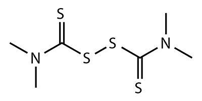 Thirame (disulfure de tétraméthylthiurame) - formule chimique Thirame (disulfure de tétraméthylthiurame) - formule chimique