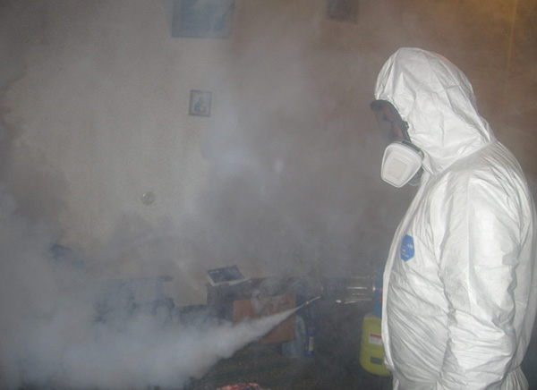 La photo montre un exemple de traitement d'un appartement par nébulisation à chaud. La photo montre un exemple de traitement d'un appartement par nébulisation à chaud.